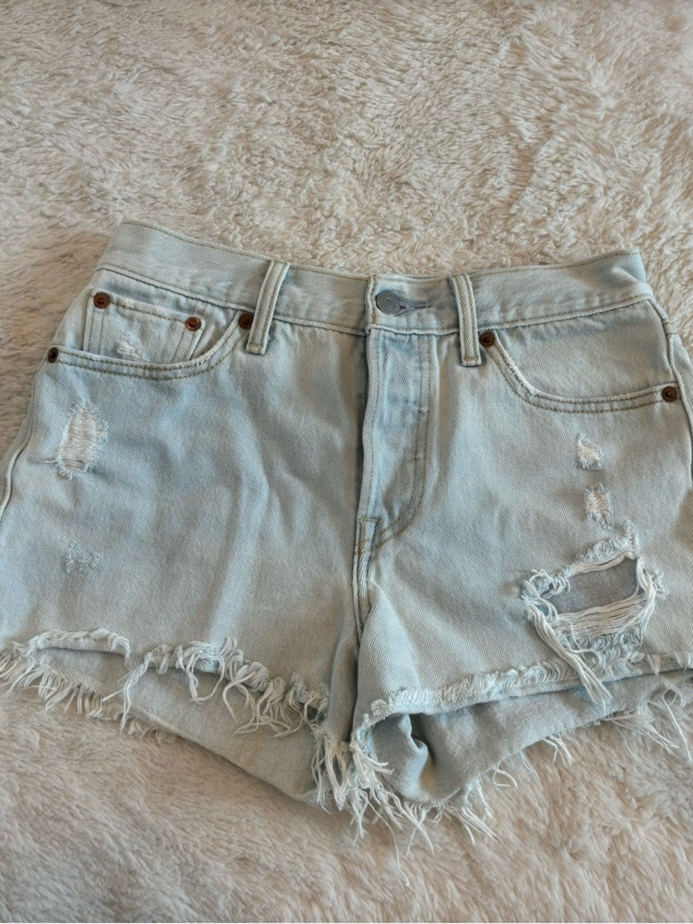 Vintage Levi’s High Waisted Light Blue Denim Shorts
